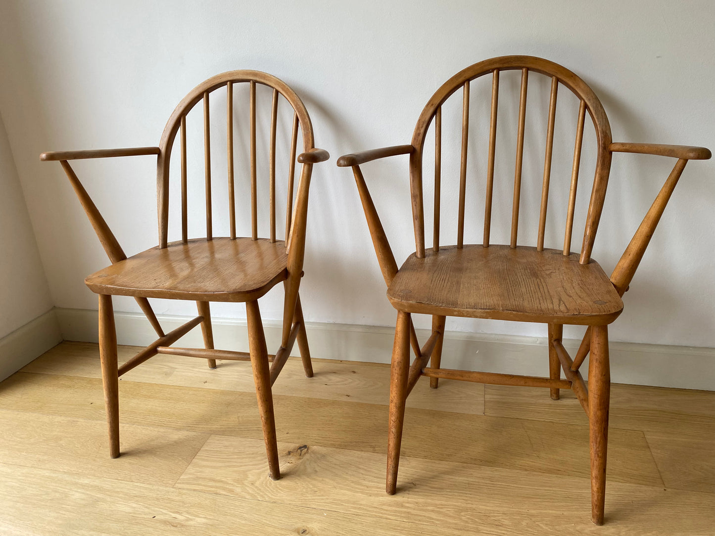 Ercol Windsor mid-century carver chairs