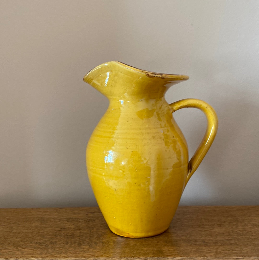 Vintage mustard studio pottery jug