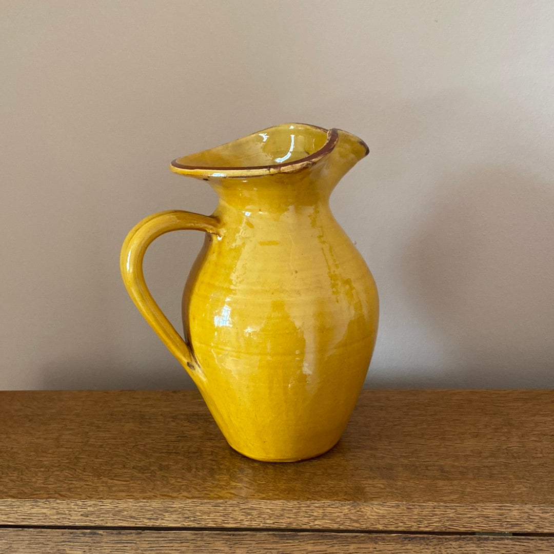 Vintage mustard studio pottery jug