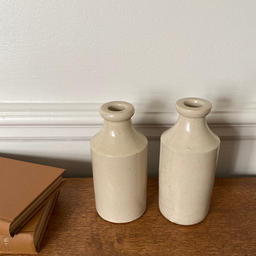 Antique stoneware inkwells (pair)