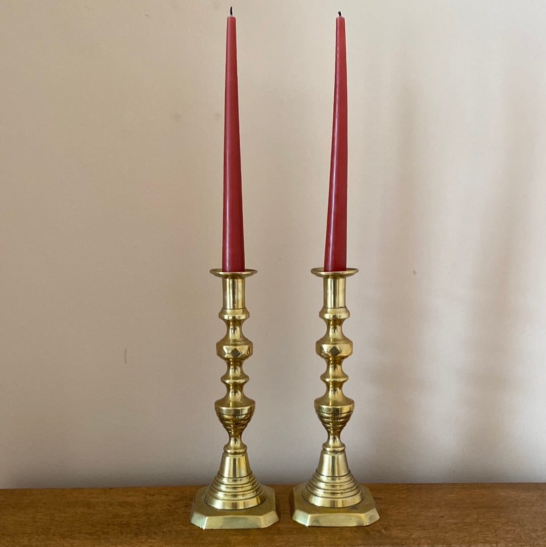 Vintage Victorian Beehive Candlestick Pair