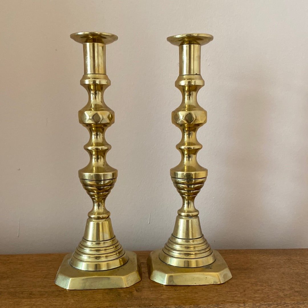 Brass Victorian era candlesticks